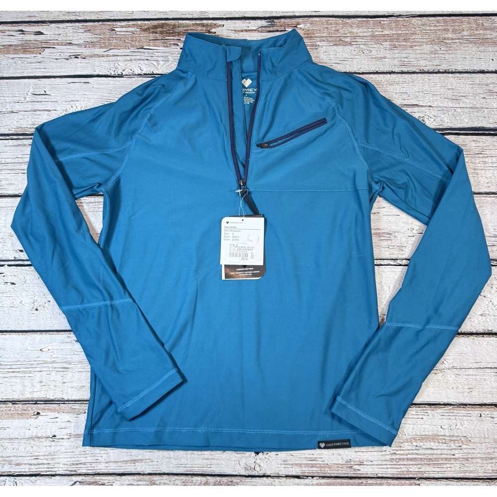 Obermeyer Flex 1/4 Quarter Zip Base Layer Top Men's Teal‎ Blue Agave Small S